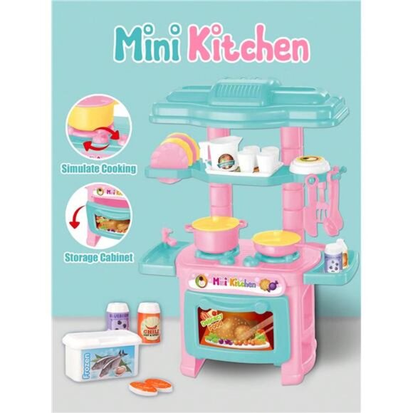 Kids Mini Kitchen Cooking Toy Set Pretend Cooking Food Play Boys Girls Gift - Picture 1 of 7